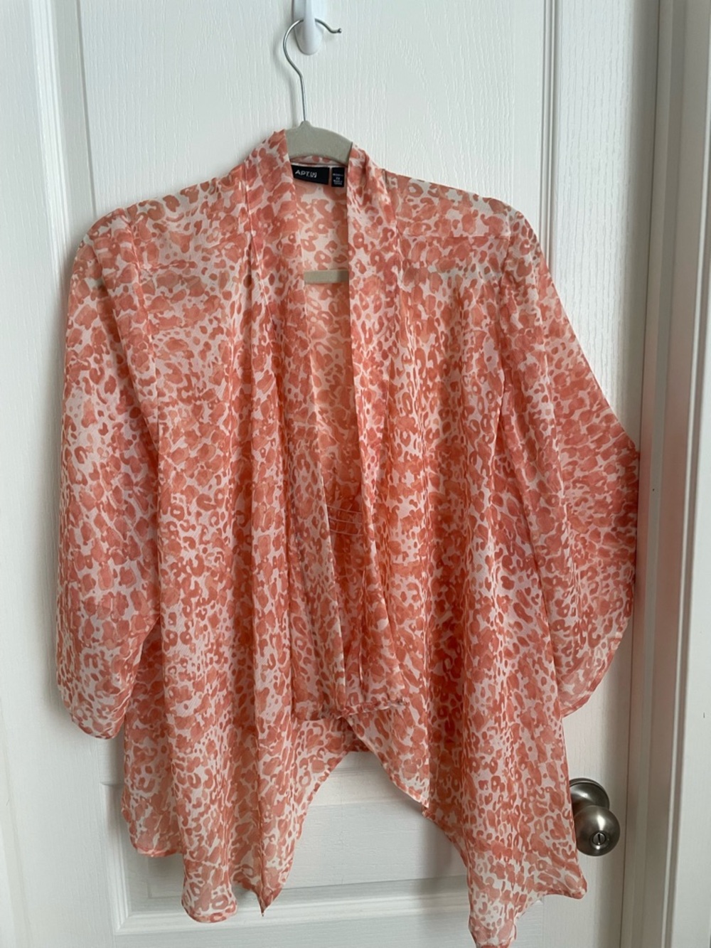 Apt. 9 Coral Animal-Print Open Drape Sheer Kimono 1x